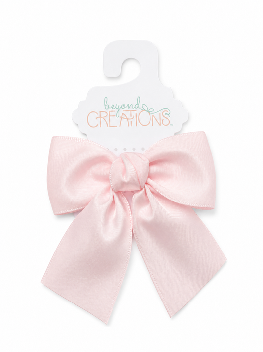 Beyond Creations Mini Satin 3.5” Alligator Clip Bow W/ Euro Knot & Tails