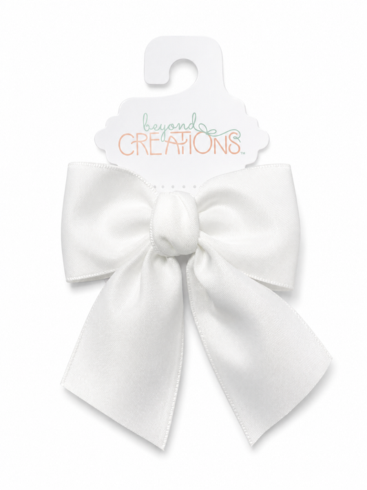 Beyond Creations Mini Satin 3.5” Alligator Clip Bow W/ Euro Knot & Tails