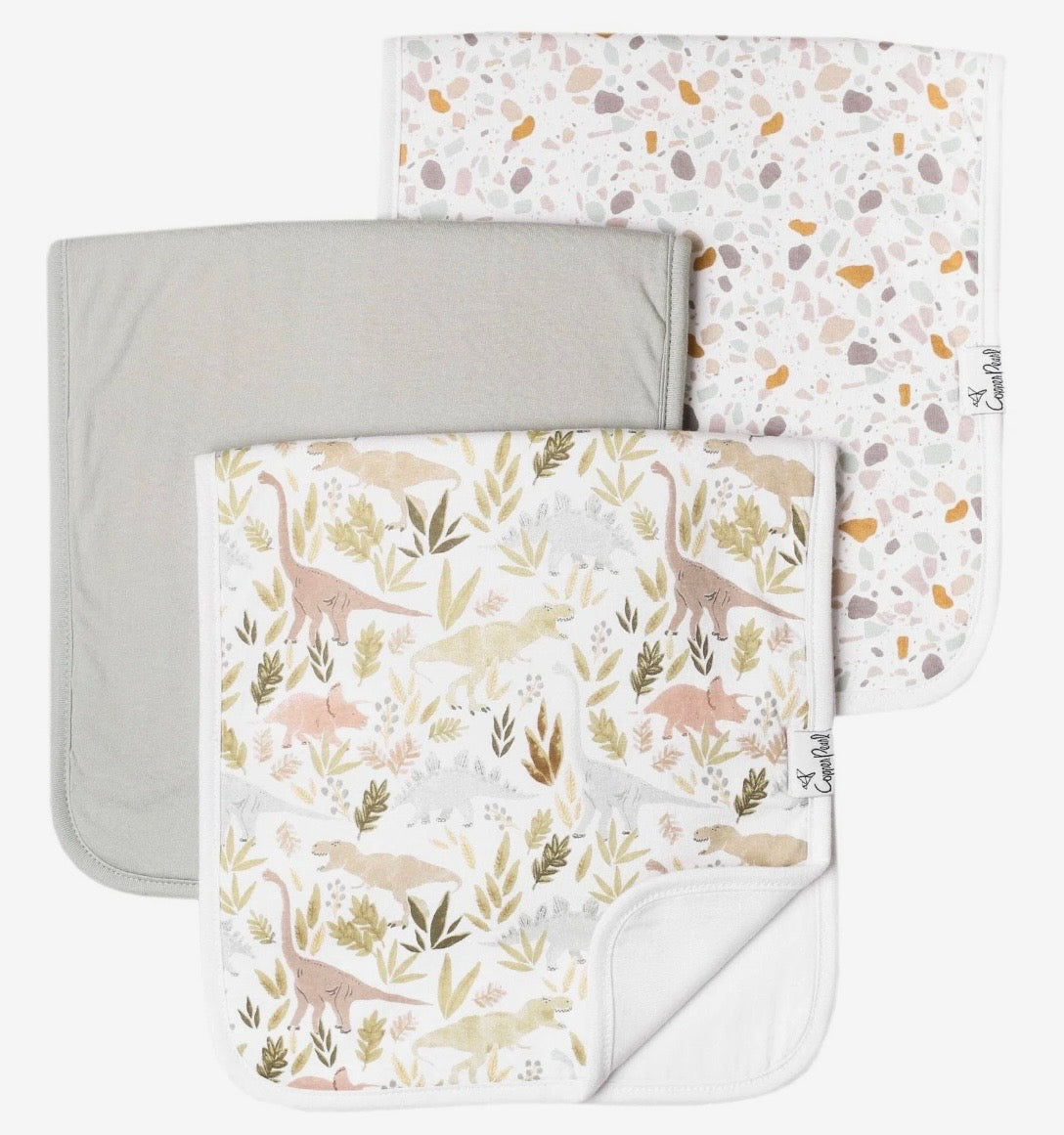 Baby Duffee Registry Copper Pearl 'Rex' Burp Cloth Set