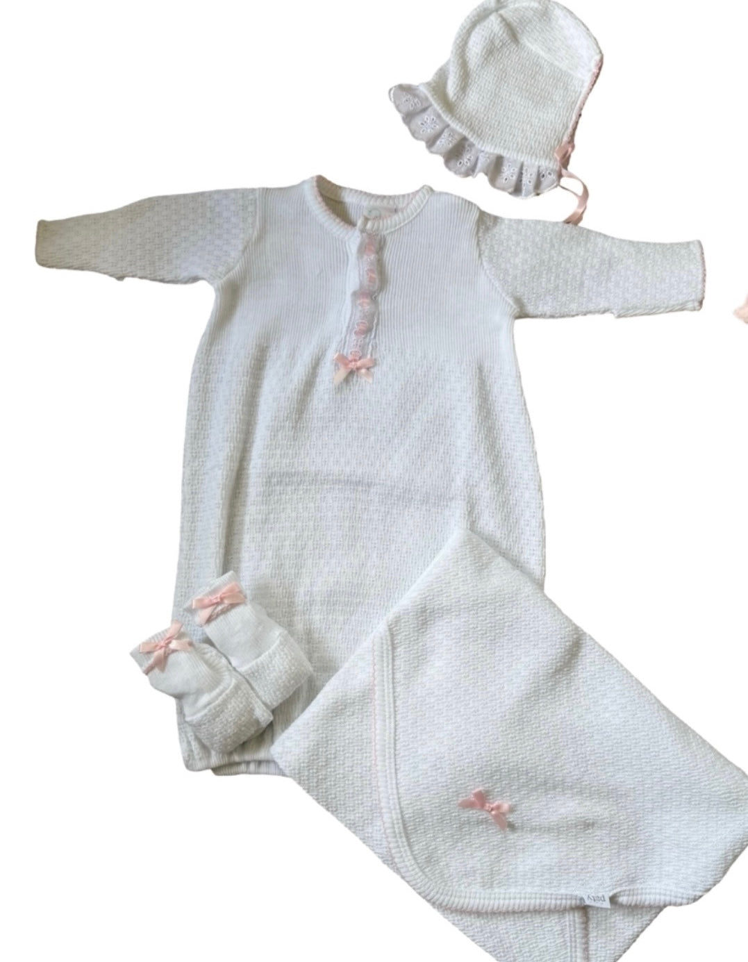 Audrey Faith Registry Paty Gown, Hat, Sock, Blanket Set