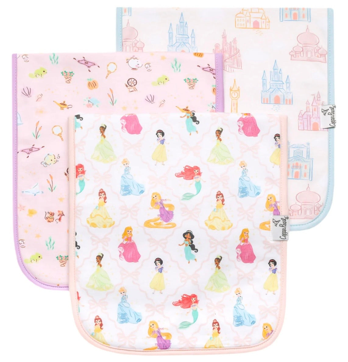 Remedy Rain Registry Copper Pearl 'Disney Princess' Burp Cloth Set