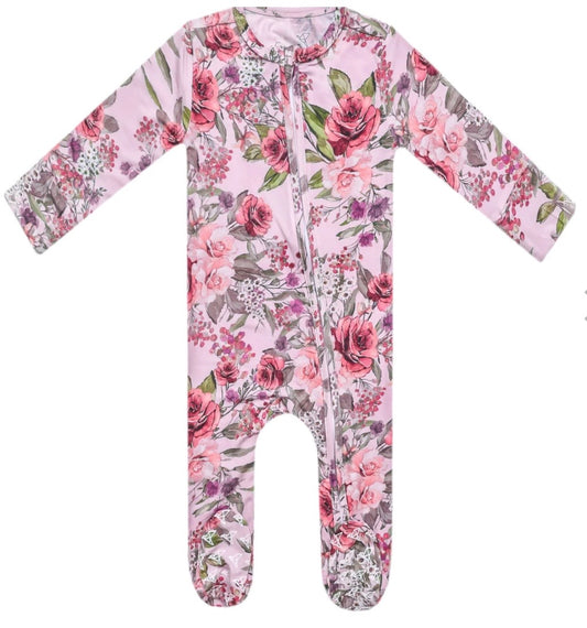 Remedy Rain Registry Copper Pearl Floral Footie Pajamas