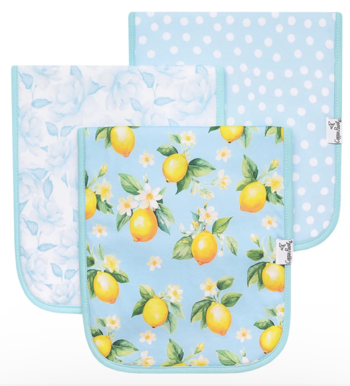 Baby Jones Registry Copper Pearl 'Lemon' Burp Cloth Set