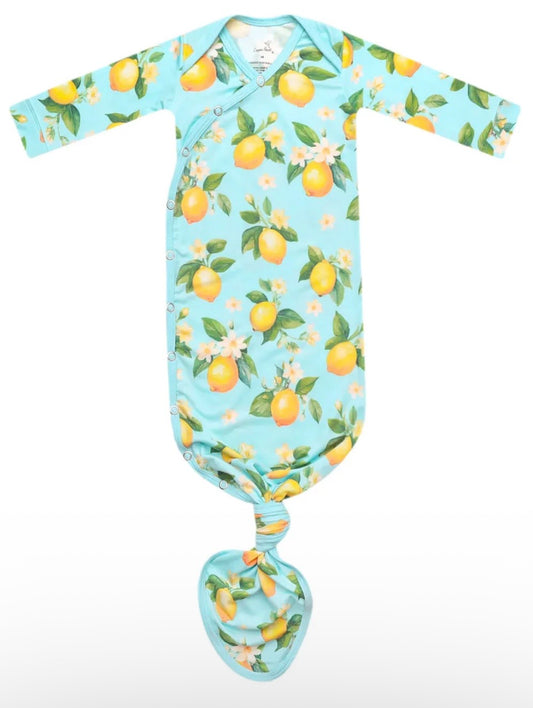 Baby Jones Registry Copper Pearl 'Lemon' Knotted Gown