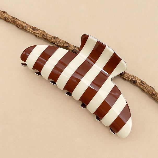Brown Striped Hair Claw Clip