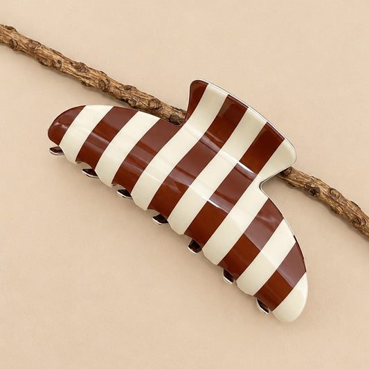 Brown Striped Hair Claw Clip