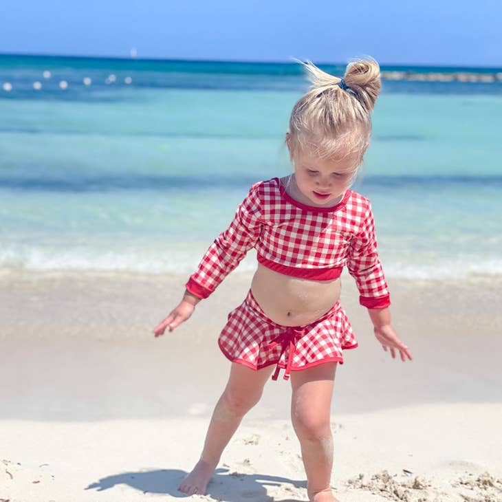 Baby Jones Registry Sugar Bee Red Gingham Skirt Bikini