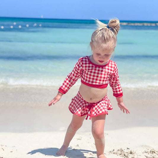 Baby Jones Registry Sugar Bee Red Gingham Skirt Bikini