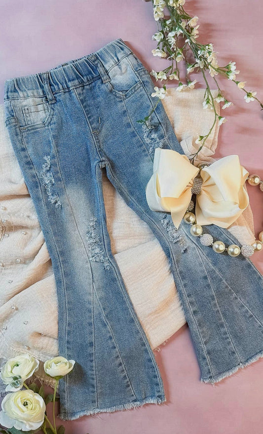 The Hair Bow Company Faded Denim Bell Bottoms