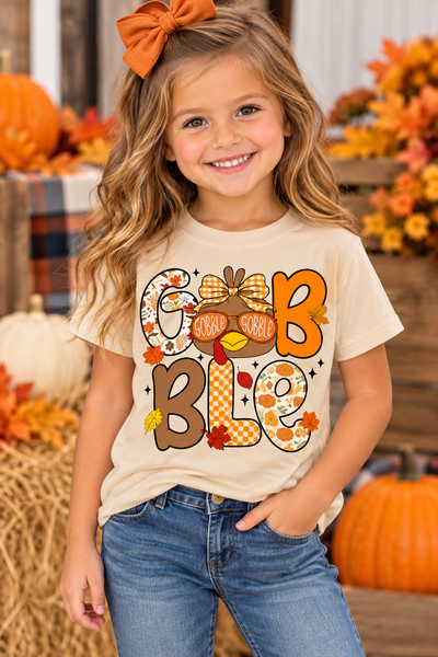 Girls Gobble Graphic Tee-Comfort Colors