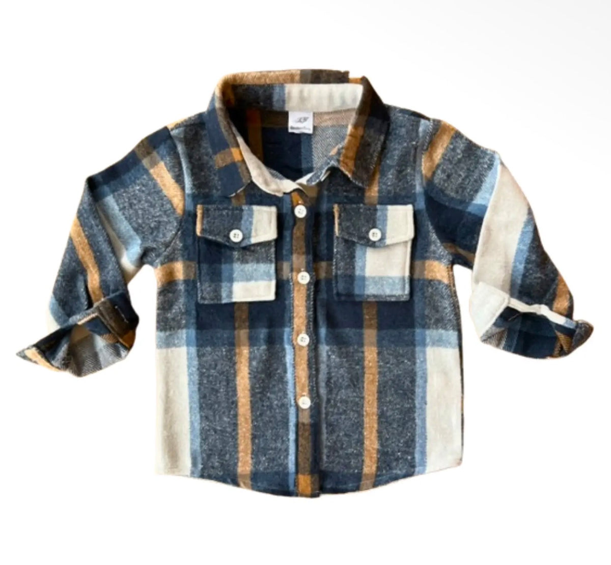Rocket Bug Cozy Soft Flannel-Navy & Tan