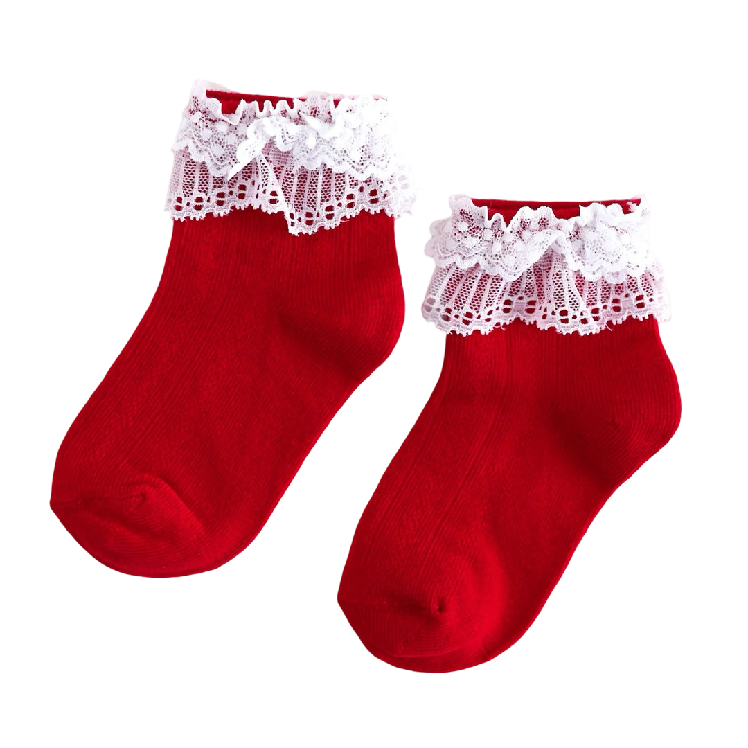 Whitlee Jade Registry Little Stocking Co. Red Ruffle Socks