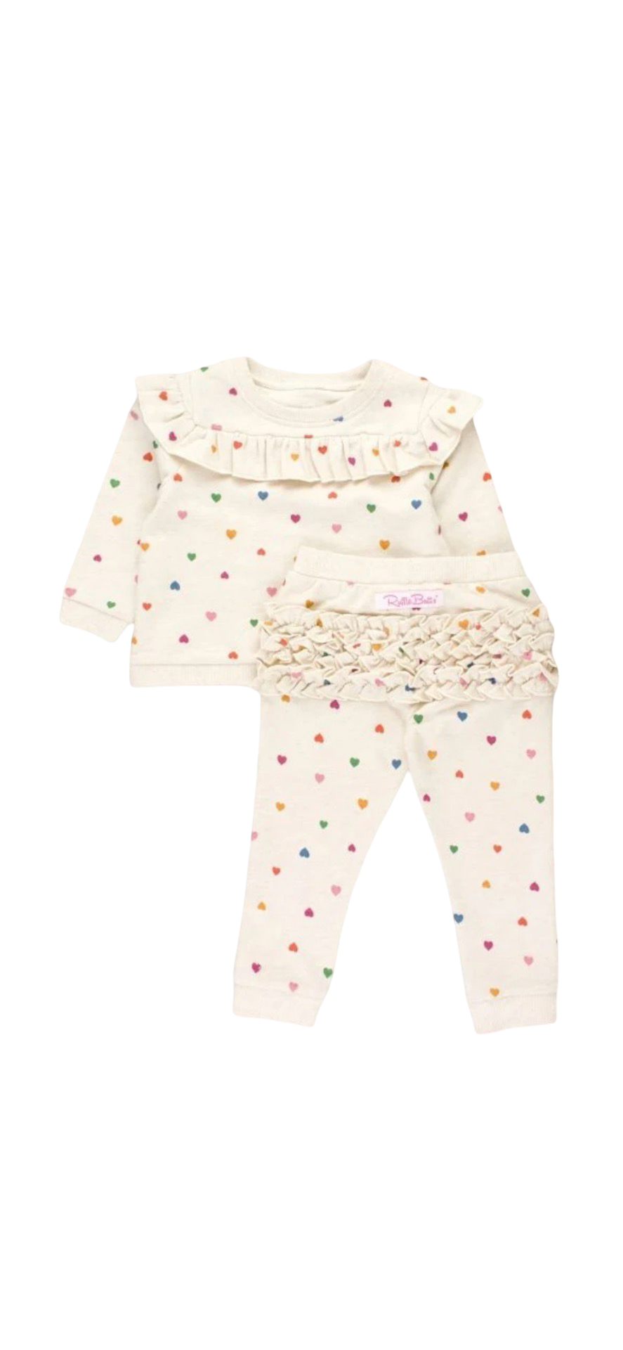 Baby McCall Registry Wild Rainbow Hearts Ruffle Jogger Set