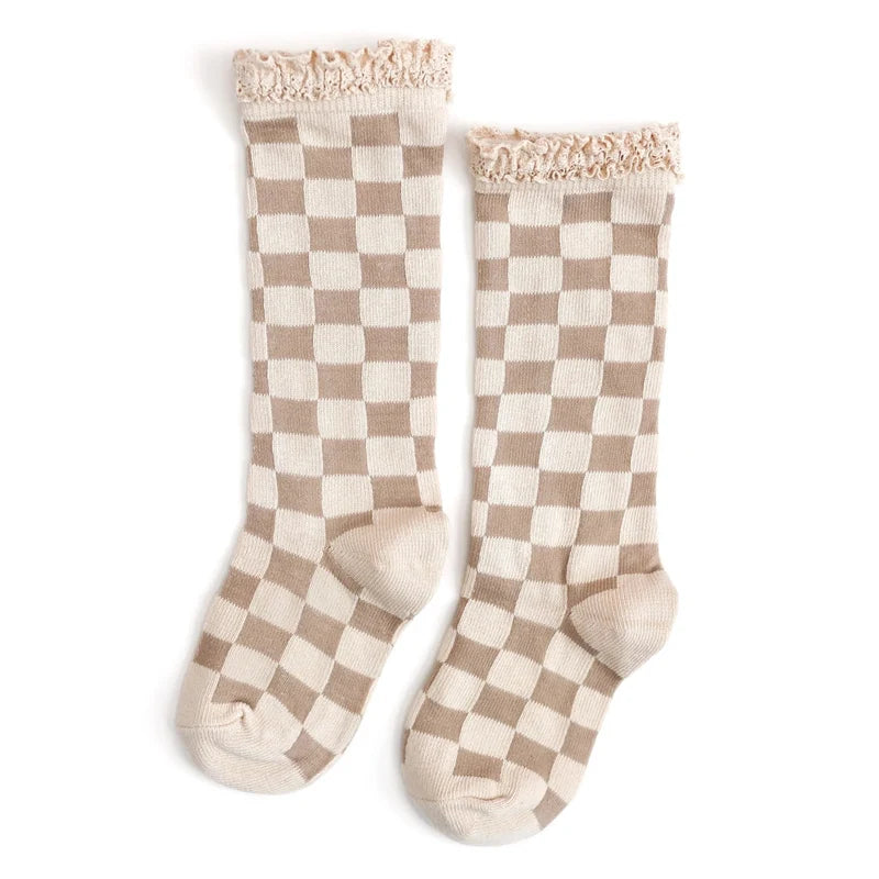 Caroline June Harville Registry Little Stocking Co. 'Vanilla Checker Lace' Socks