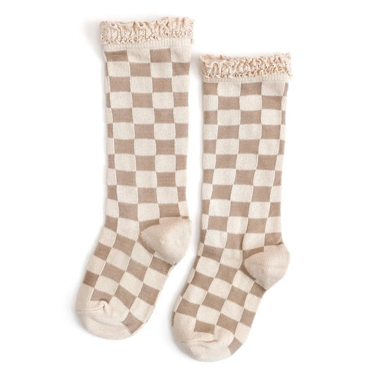 Caroline June Harville Registry Little Stocking Co. 'Vanilla Checker Lace' Socks