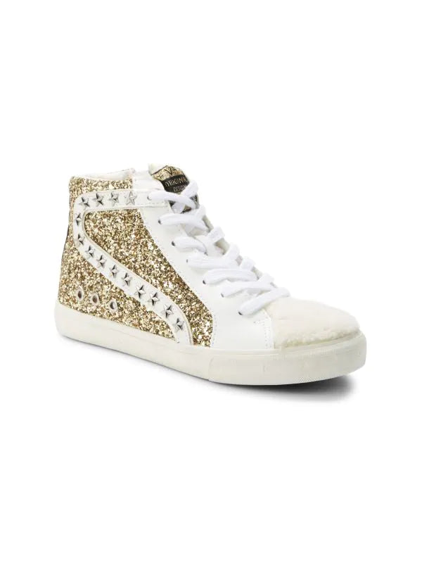 Girls Margo Glitter Leather & Faux Shearling High Tops