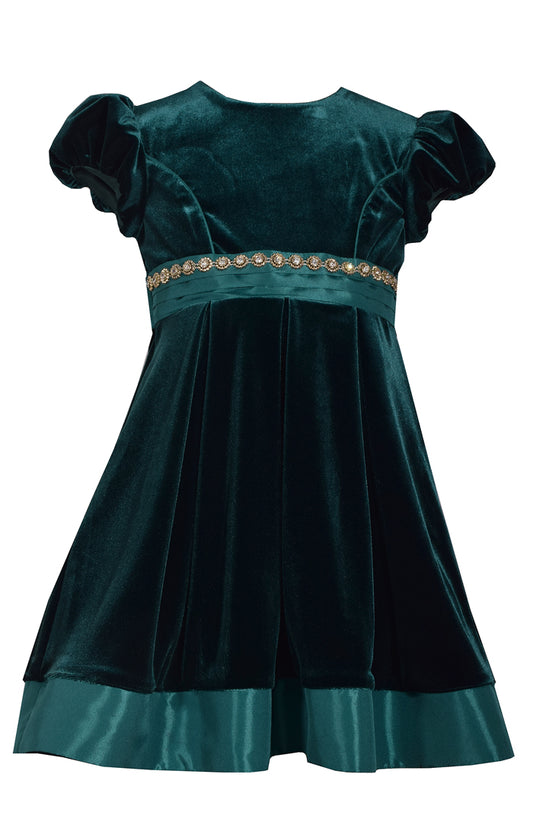 Bonnie Jean Green Velvet Dress