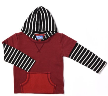 Kapital K Crimson Heather T w/stripe sleeves and pocket