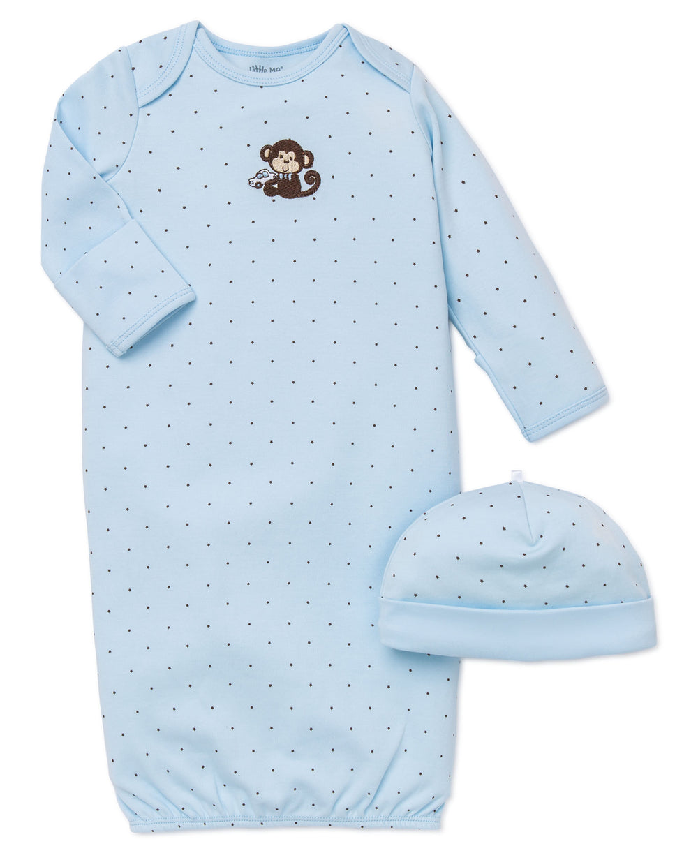 Little Me Monkey Sleeper Gown & Hat Set