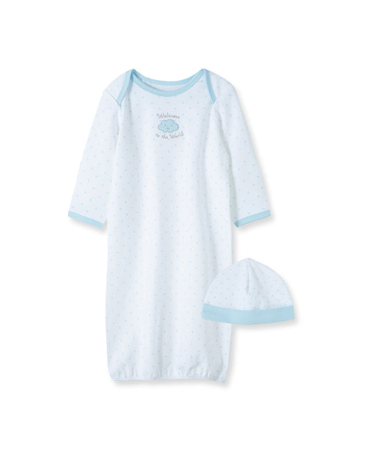 Little Me 'Welcome to the World' Sleeper Gown & Hat Set