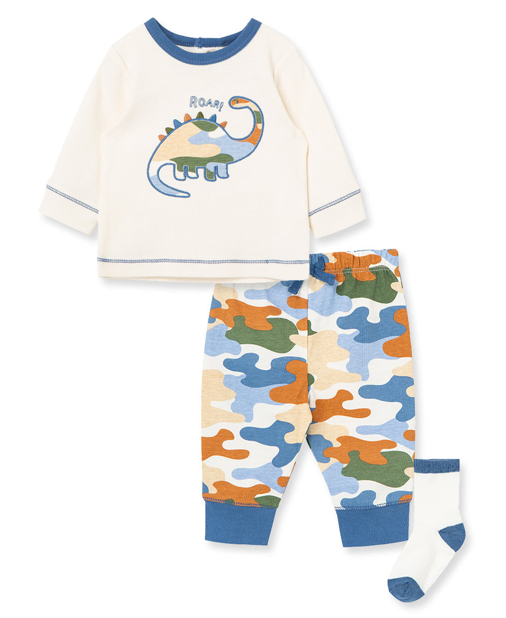 Little Me 'Dino Roar' Jogger Set