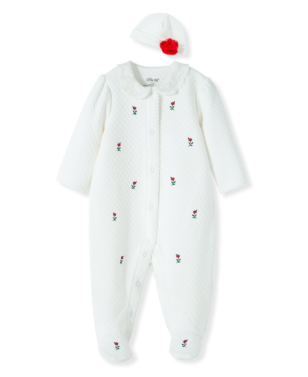 Little Me Super Soft Rosebud Footie w/ Hat