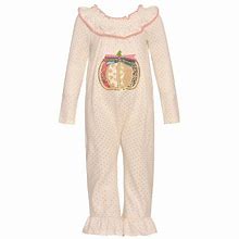 Polka Dot Ruffle Neck Pumpkin Romper