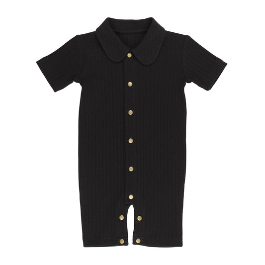 L'oved Baby Ribbed Black Coverall Onesie