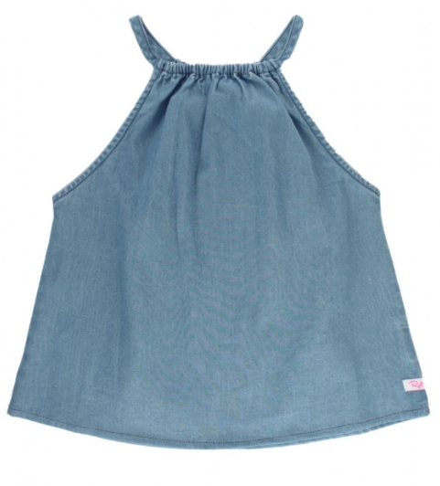 Ruffle Butts Light Wash Denim Halter Tank