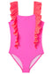 Stella Cove Neon Pink Ruffle One Piece Swimsuit