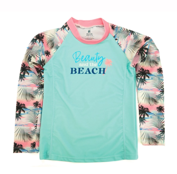 Juice Box Girls Fun In The Sun Rash Guard Swim Tee Beauty and the Beach