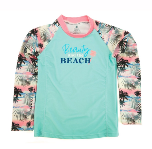 Juice Box Girls Fun In The Sun Rash Guard Swim Tee Beauty and the Beach