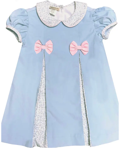 Blue Cord Pleated Dress