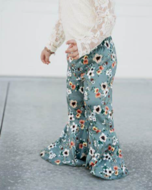 Bailey's Blossoms 'Lina' Periwinkle Floral Bell Bottoms