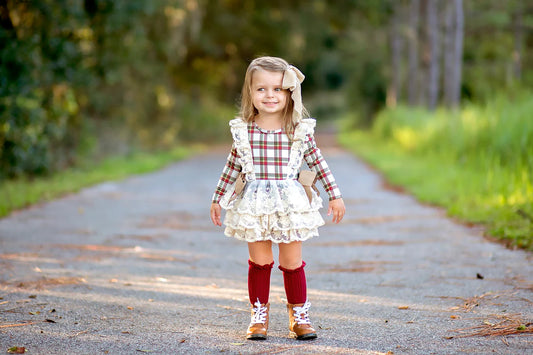 Be Girl Clothing 'Carly' Plaid Lace Romper