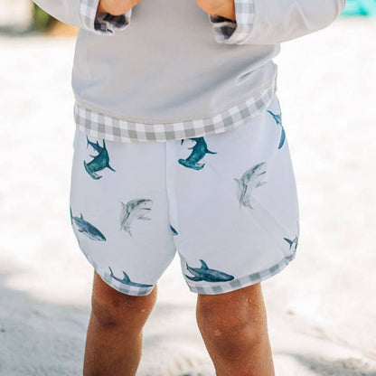 Sugar Bee 'Sharks' Swim Trunks