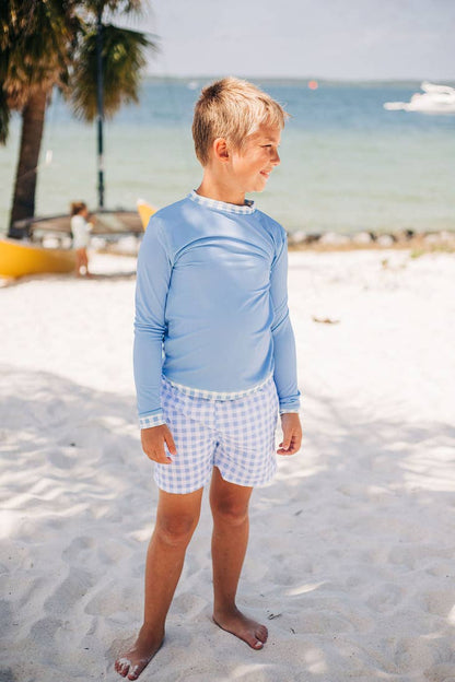 Sugar Bee Gingham Trim Rashguard Swim Shirt