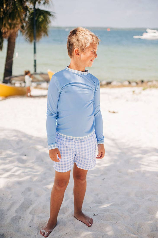 Sugar Bee Gingham Trim Rashguard Swim Shirt