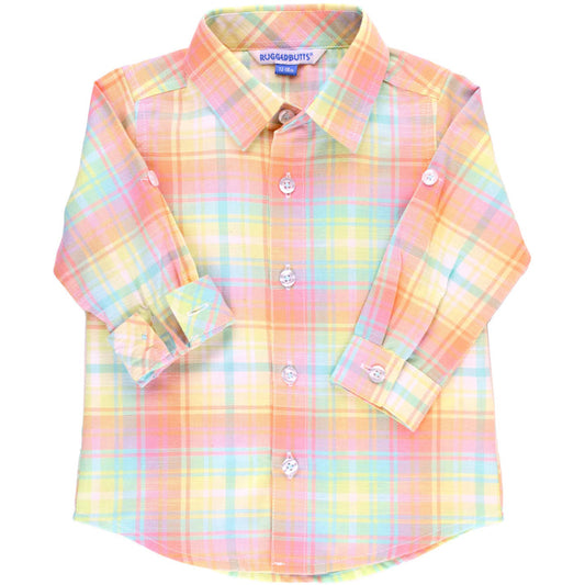 RuggedButts 'Pastel Rainbow Plaid' Button Up Shirt