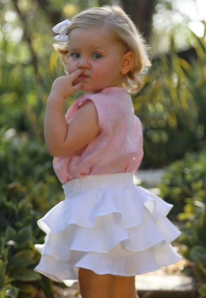 Baliene Annette Girls Skirt Pale Pink & White