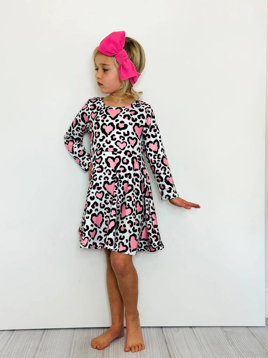 Clover Cottage Cheetah Heart Girls Dress