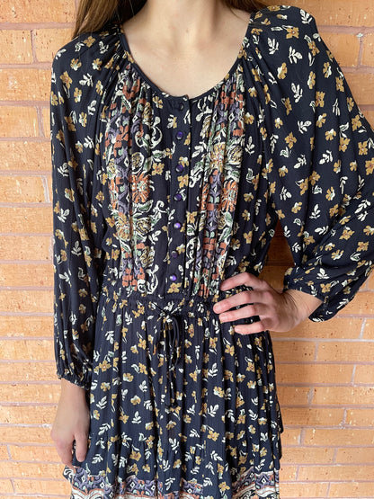 Angie Navy Floral LS Dress