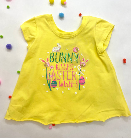 'Bunny Kisses & Easter Wishes' Yellow Tee