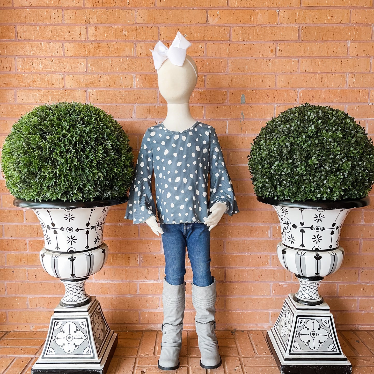 'Blue Spruce' Polka Dot Ribbed Top