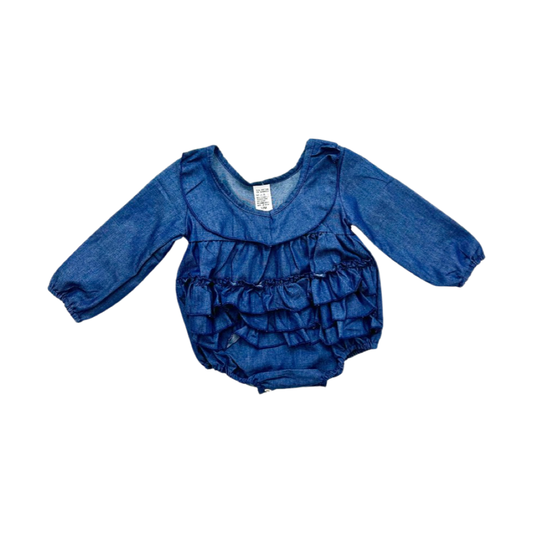 Dark Chambray Ruffle Onesie