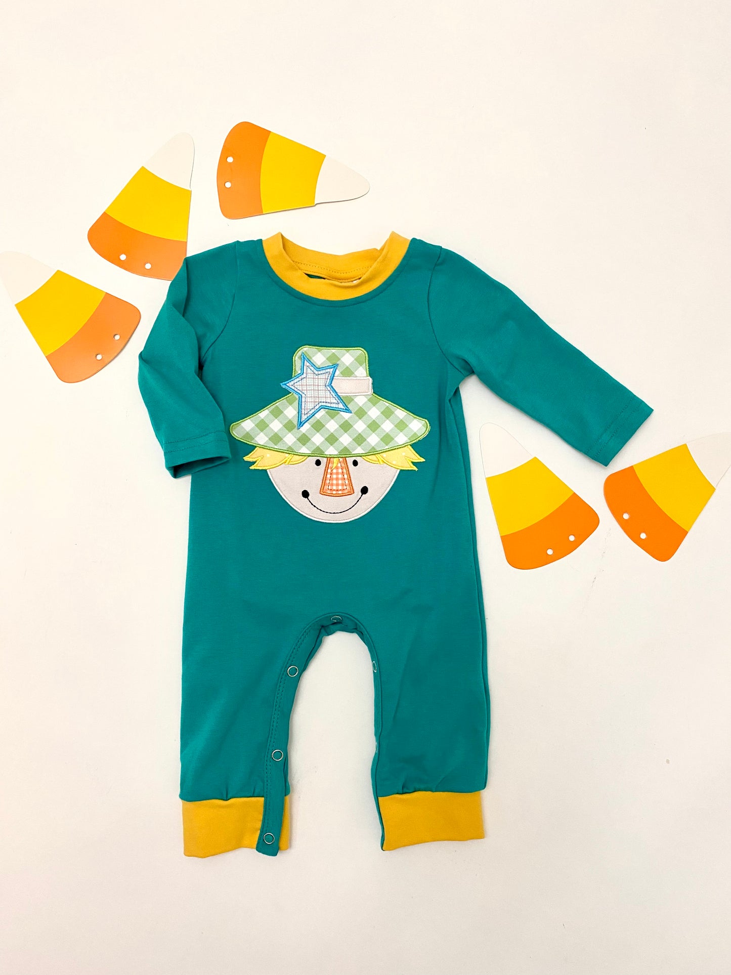 Teal Scarecrow Romper