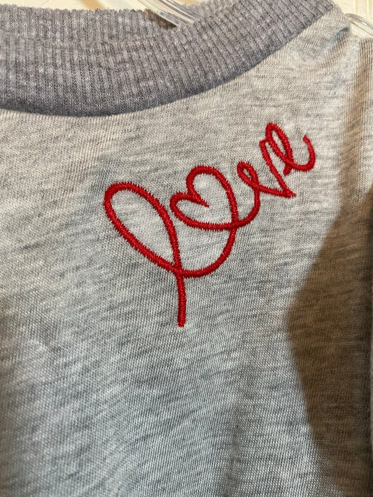 ‘Love’ Embroidered Off Shoulder Tee