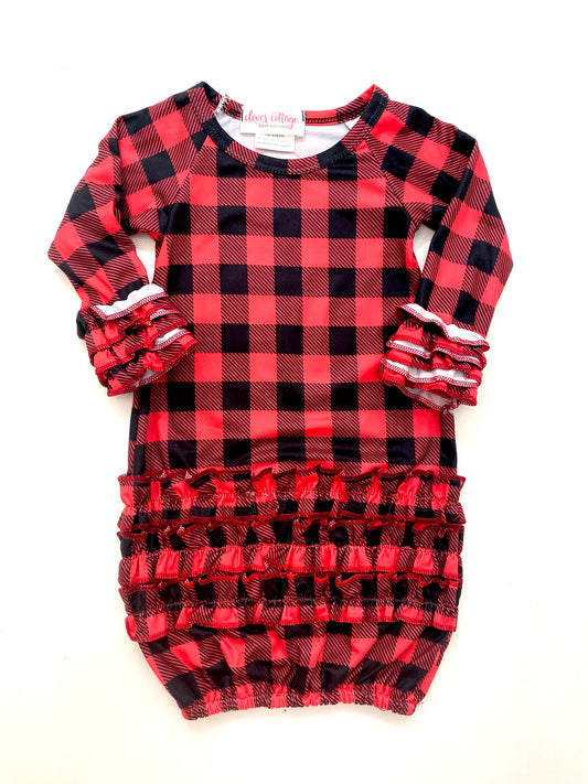 Clover Cottage Buffalo Plaid Ruffle Dress