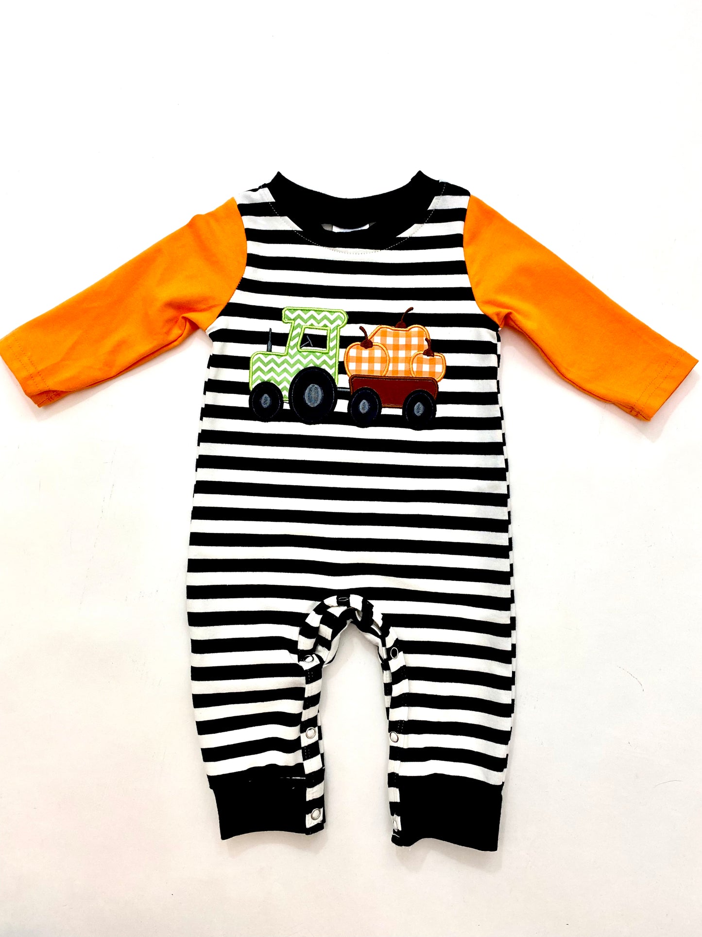 Striped Pumpkin Truck Romper
