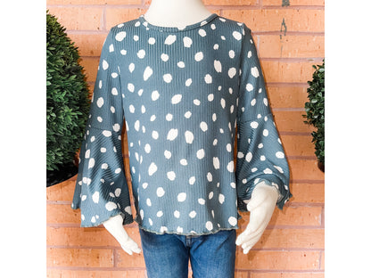 'Blue Spruce' Polka Dot Ribbed Top